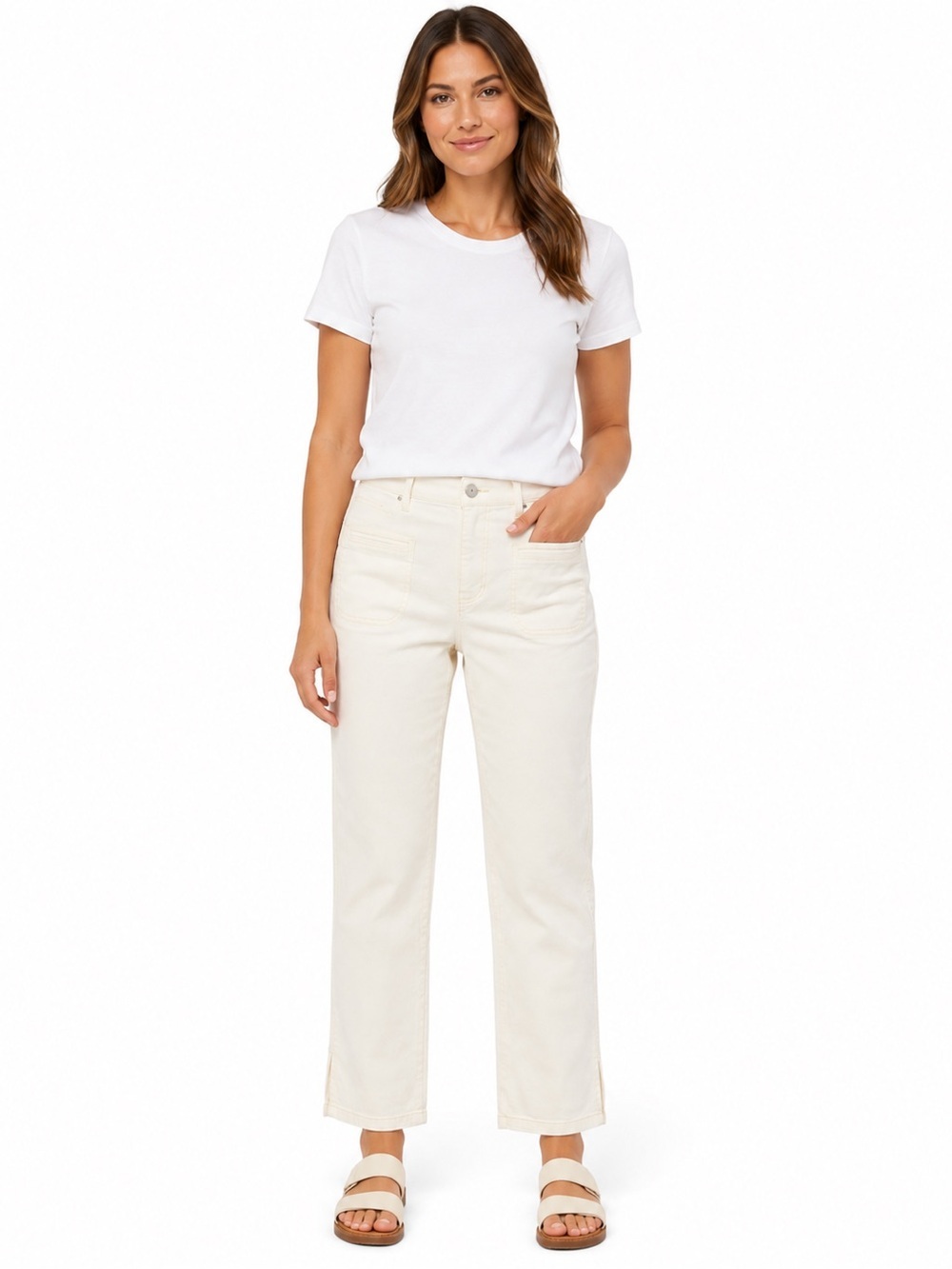 American Eagle Outfitters Cream Straight-Leg Jeans